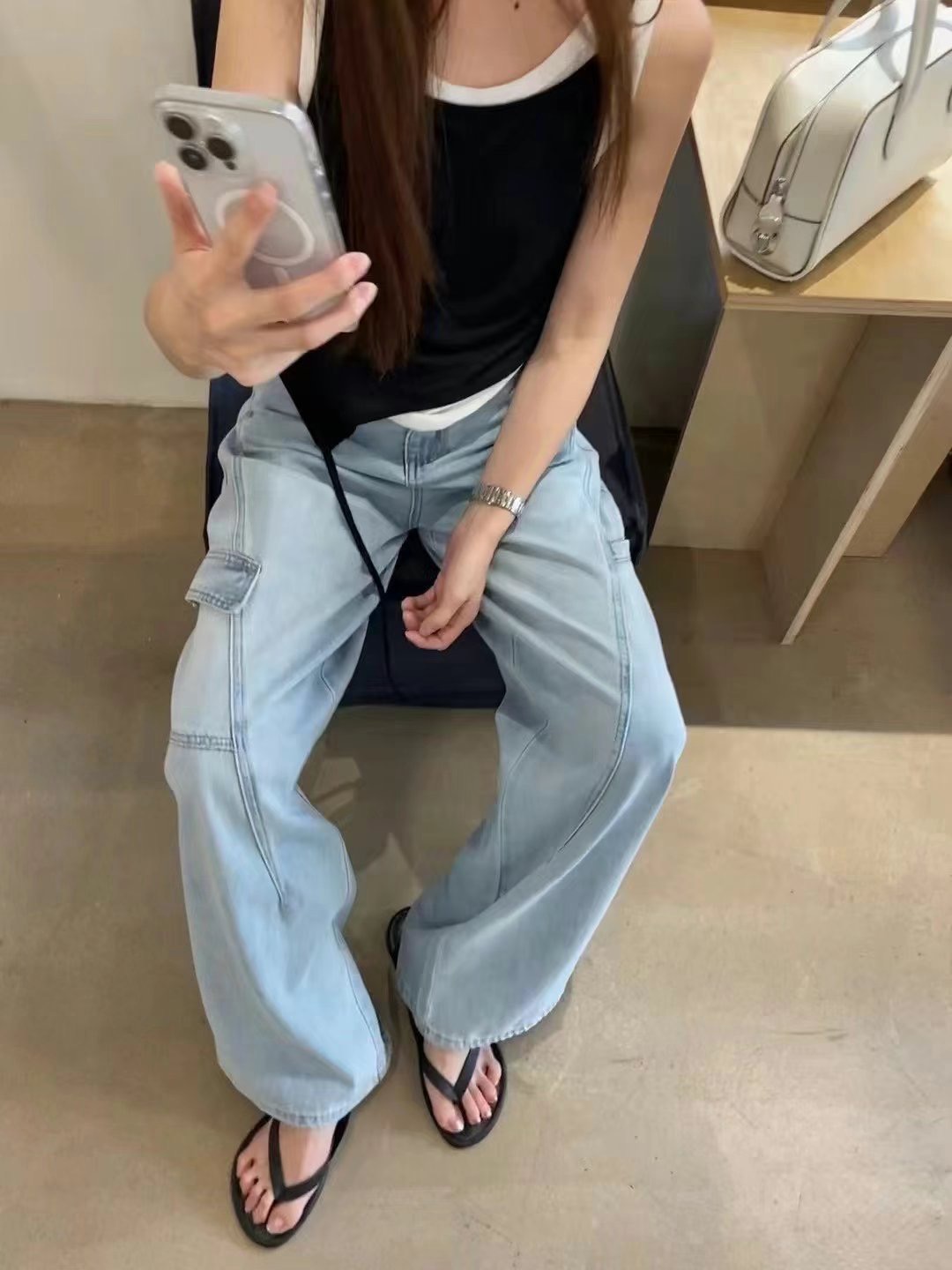 THERE BY-데얼 바이-T直郵韓國代購㊣女裝新品休閑牛仔褲THERE BY牛仔褲