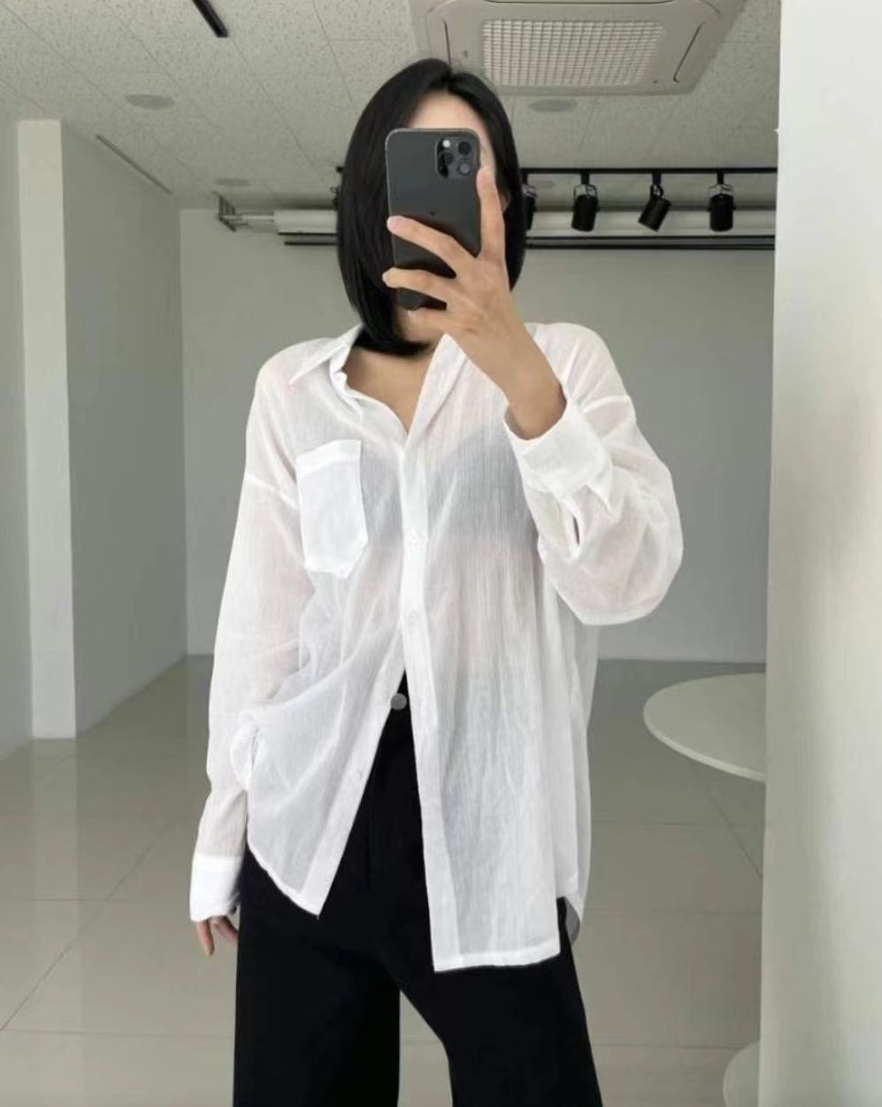 A BLACK-에이블랙-T直郵韓國代購㊣女裝新品熱賣襯衫蕾絲衫A BLACK襯衫/蕾絲衫圖色1