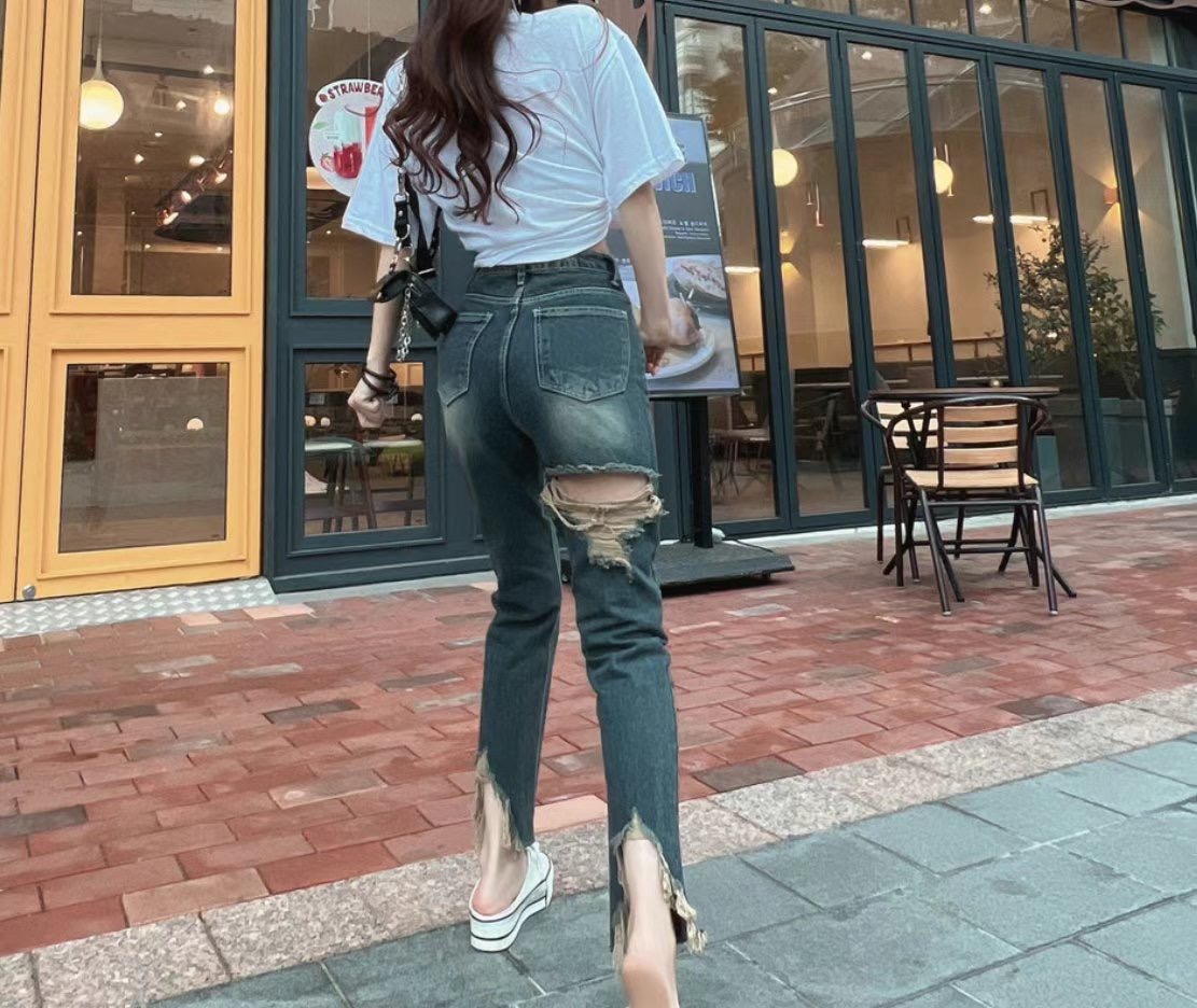 J CAT韓國直郵㊣東大門實拍女裝新品熱賣時尚人氣25春夏牛仔褲J CAT牛仔褲