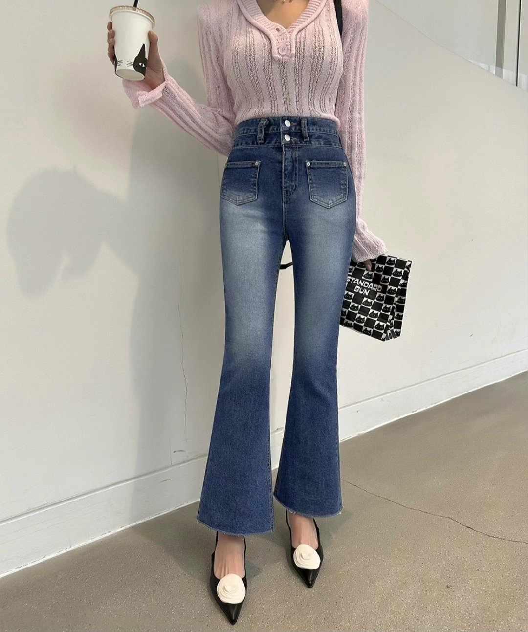 J CAT韓國㊣直郵東大門代購女裝新品25春夏時尚休閑牛仔褲J CAT牛仔褲