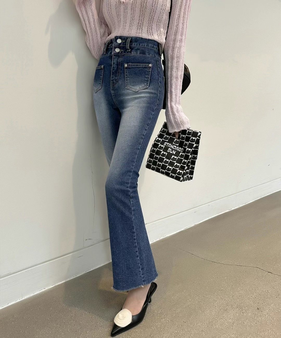 J CAT韓國㊣直郵東大門代購女裝新品25春夏時尚休閑牛仔褲J CAT牛仔褲