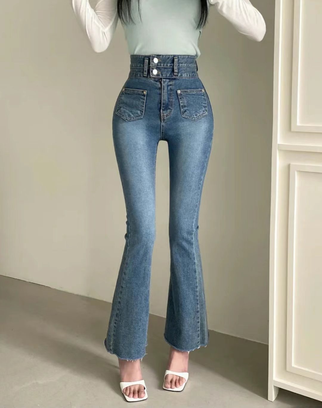 J CAT韓國直郵㊣東大門實拍女裝新品推薦熱賣時尚休閑牛仔褲J CAT牛仔褲