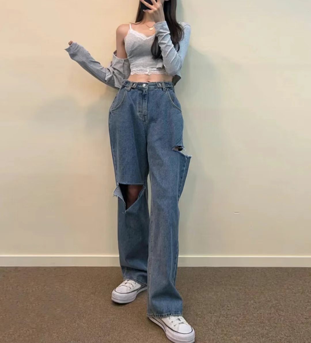 J CAT直郵韓國代購㊣女裝新款推薦時尚25春夏人氣休閑牛仔褲J CAT牛仔褲