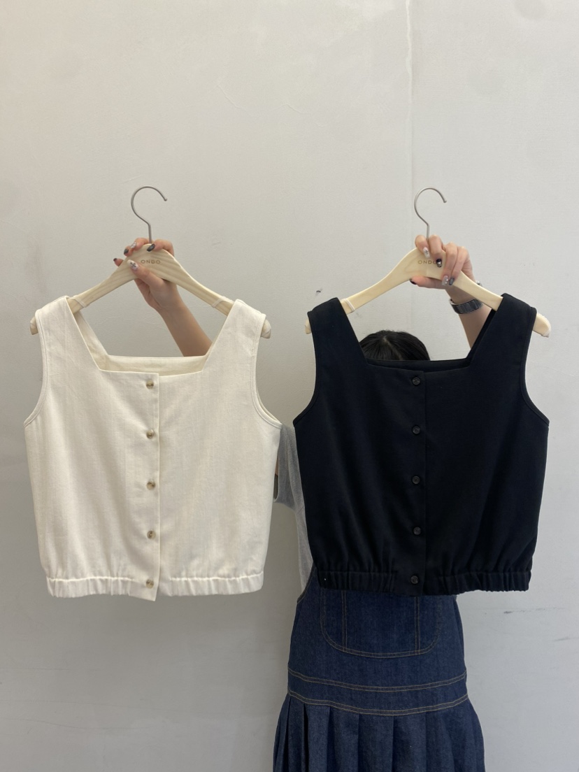 ONDO-P東大門直郵女士新品職業25春夏熱賣吊帶背心雙面紐扣ONDO-P吊帶/背心