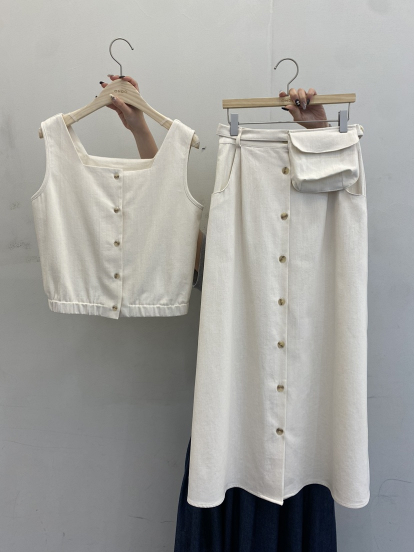 ONDO-P東大門直郵女士新品職業25春夏熱賣吊帶背心雙面紐扣ONDO-P吊帶/背心