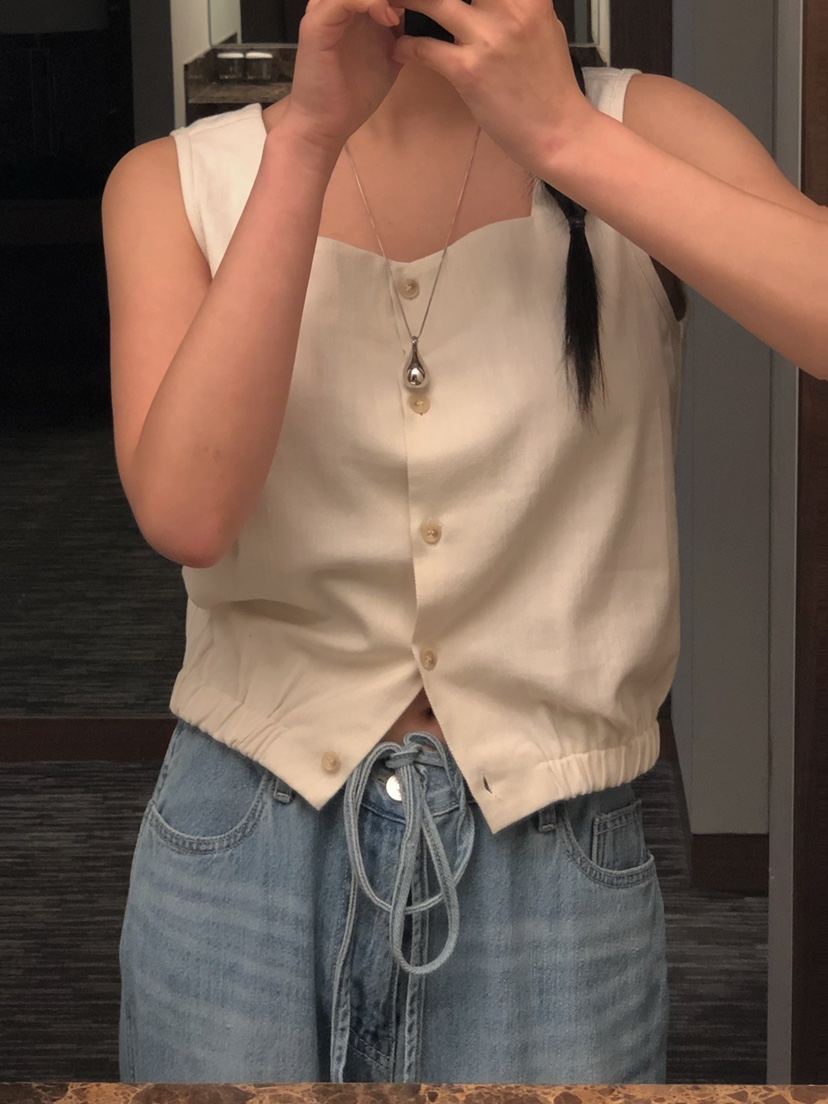 ONDO-P東大門直郵女士新品職業25春夏熱賣吊帶背心雙面紐扣ONDO-P吊帶/背心