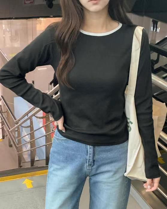 PASTELDEER東大門代購女裝新品休閑25春夏熱賣推薦職業長袖T恤PASTELDEER長袖T恤圖色4
