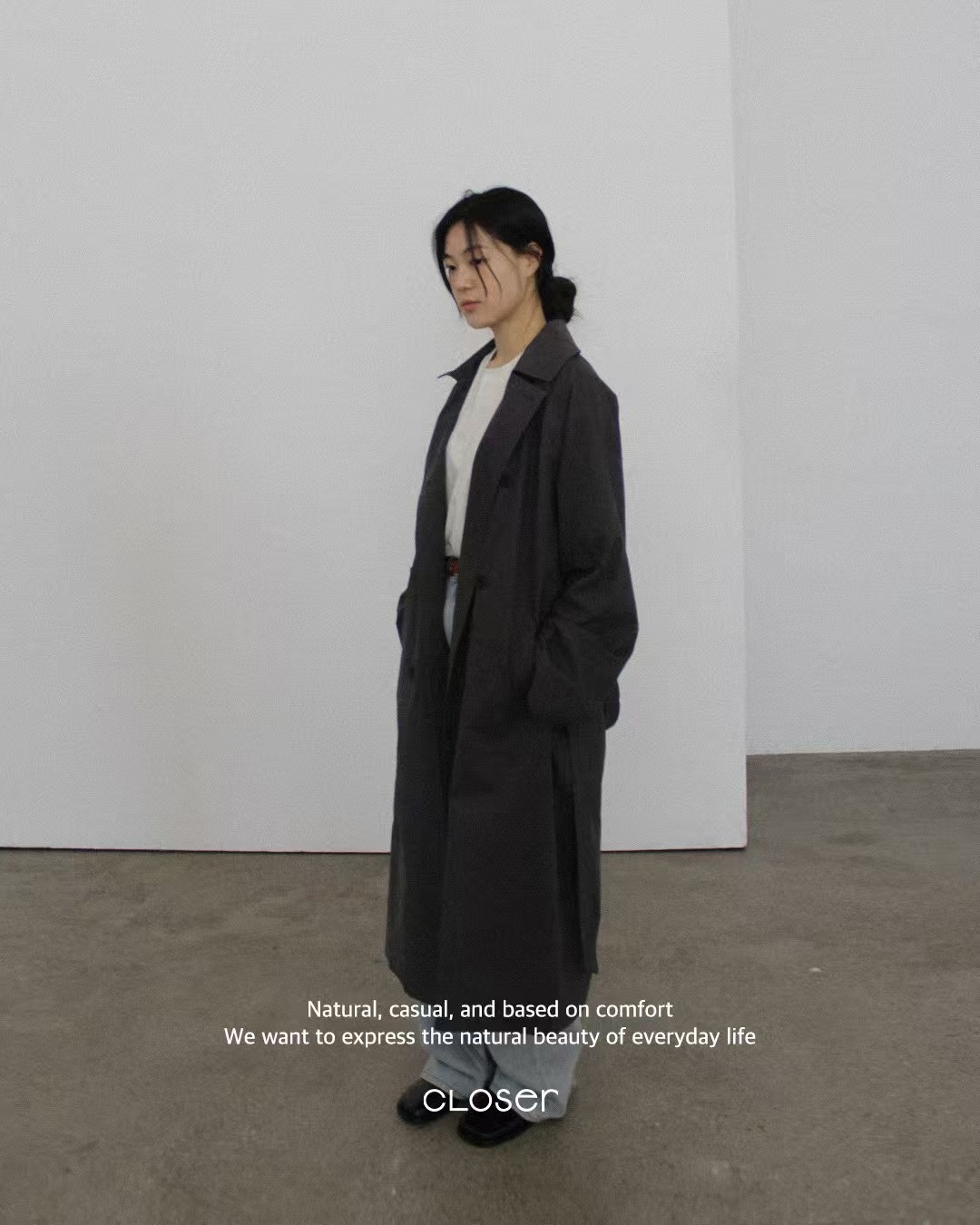 CLOSER東大門直郵女士新款人氣熱賣推薦時尚真品中長款大衣CLOSER中長款大衣