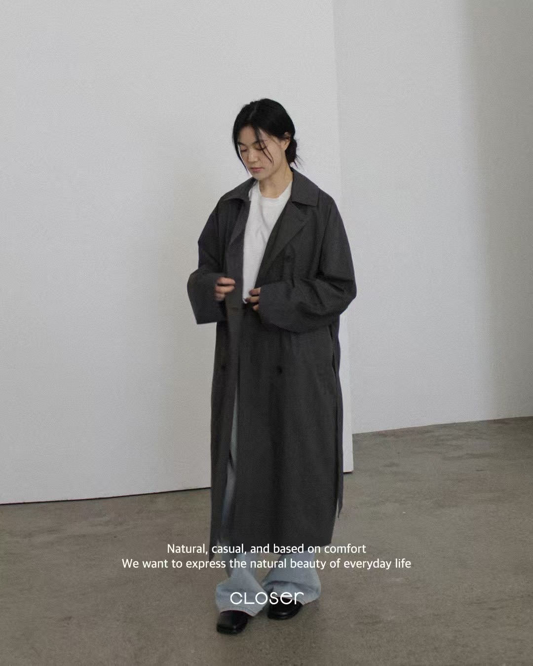CLOSER東大門直郵女士新款人氣熱賣推薦時尚真品中長款大衣CLOSER中長款大衣圖色2