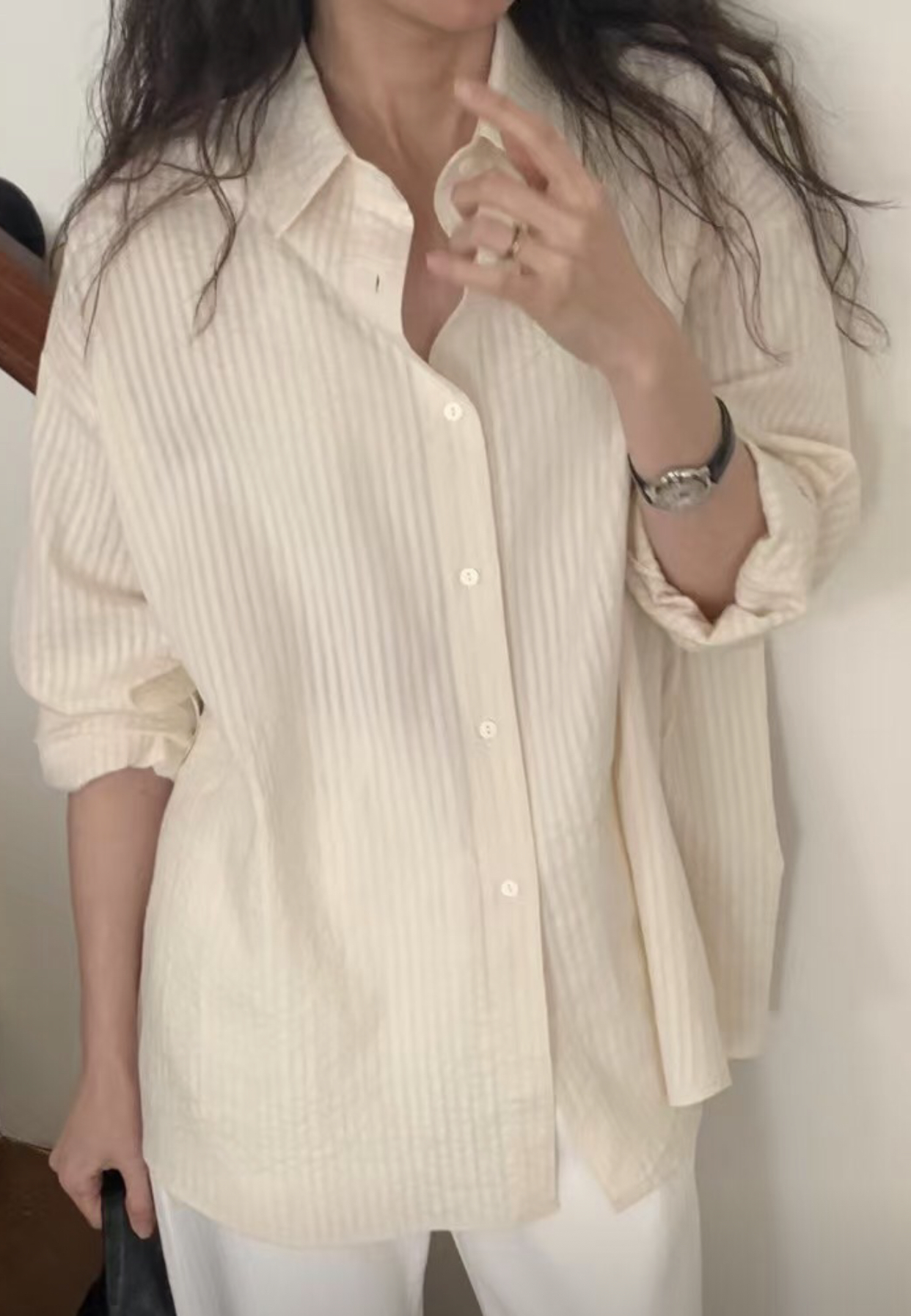 DINING韓國直郵女裝新款25春夏休閑熱賣時尚襯衫蕾絲衫棉質DINING襯衫/蕾絲衫