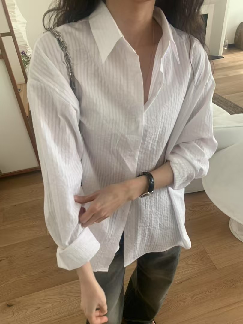 DINING韓國直郵女裝新款25春夏休閑熱賣時尚襯衫蕾絲衫棉質DINING襯衫/蕾絲衫圖色2
