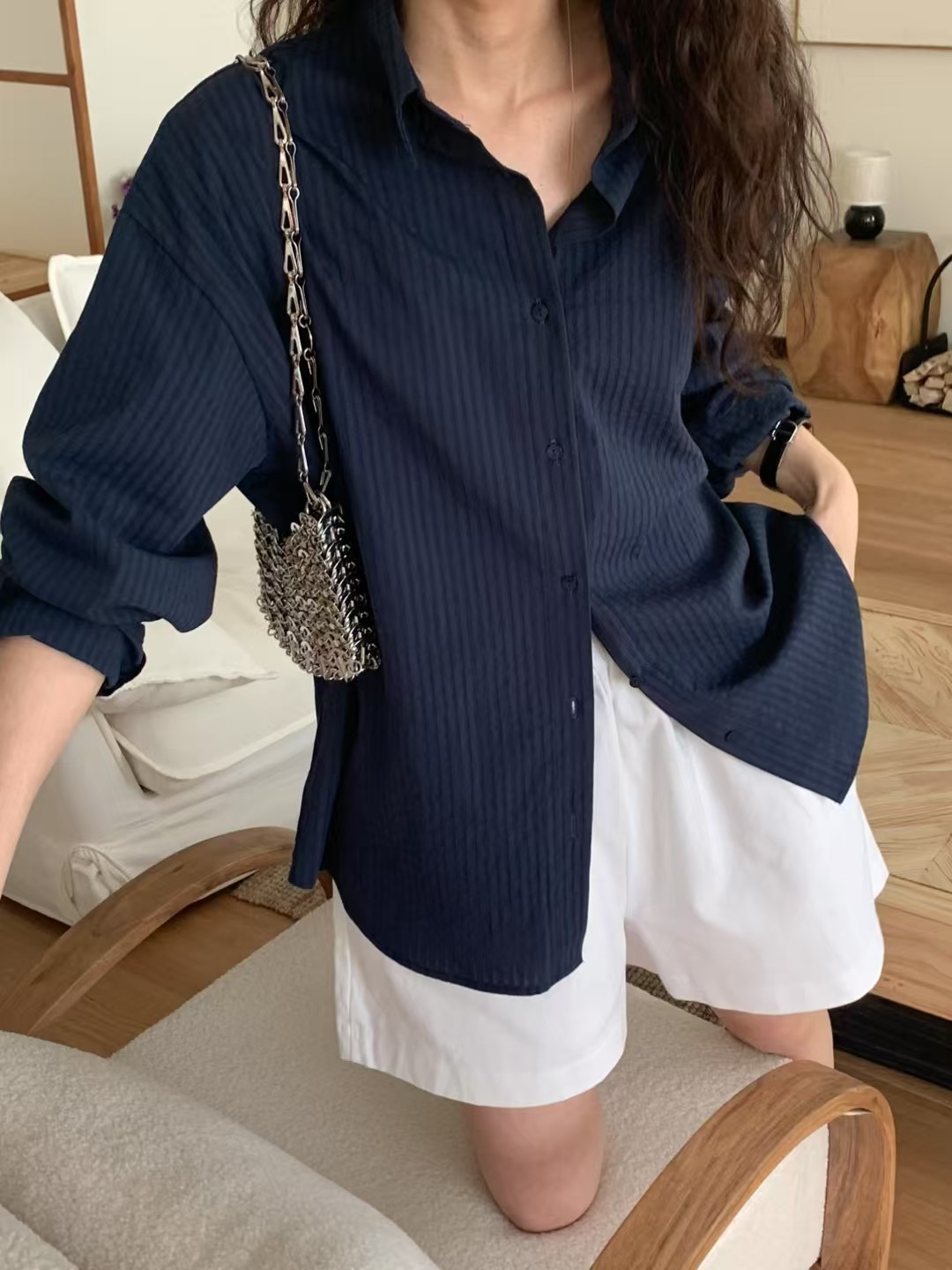 DINING韓國直郵女裝新款25春夏休閑熱賣時尚襯衫蕾絲衫棉質DINING襯衫/蕾絲衫圖色3