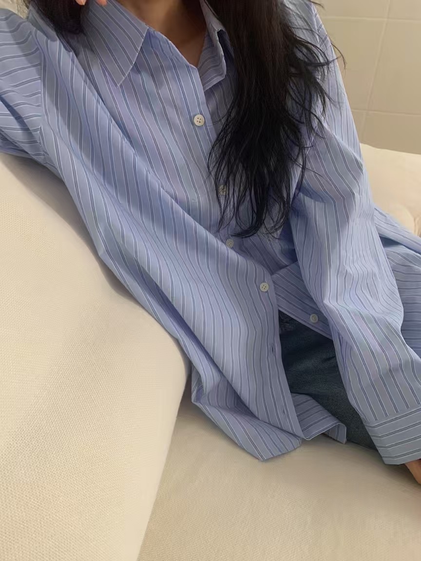 DINING韓國直郵女士新品真品職業熱賣推薦人氣襯衫蕾絲衫條紋DINING襯衫/蕾絲衫