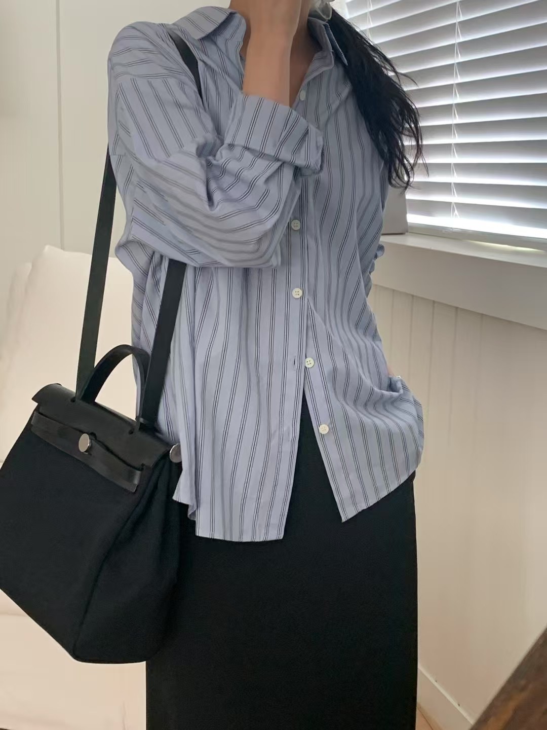 DINING韓國直郵女士新品真品職業熱賣推薦人氣襯衫蕾絲衫條紋DINING襯衫/蕾絲衫