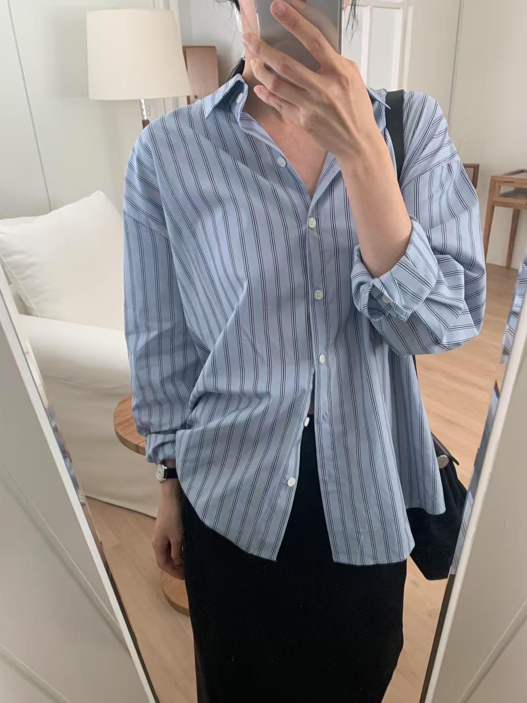 DINING韓國直郵女士新品真品職業熱賣推薦人氣襯衫蕾絲衫條紋DINING襯衫/蕾絲衫