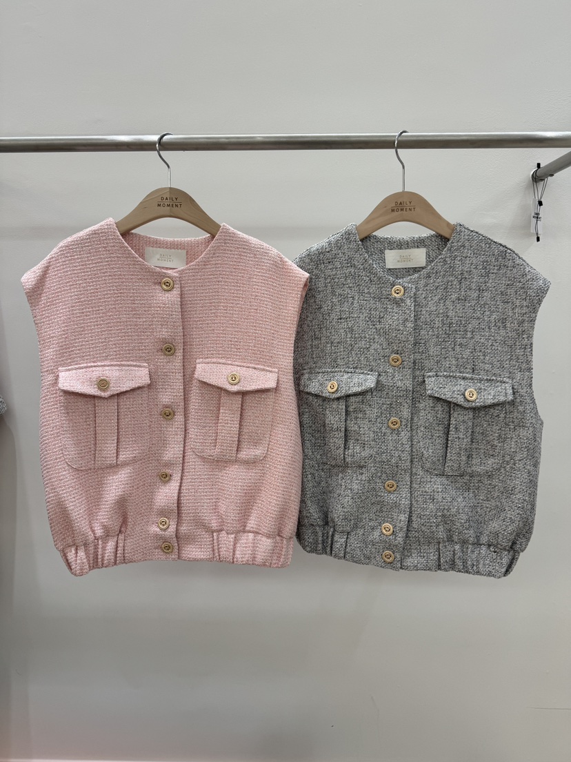 DAILY MOMENT韓國㊣直郵東大門代購女裝新品熱賣馬甲粗花呢DAILY MOMENT馬甲
