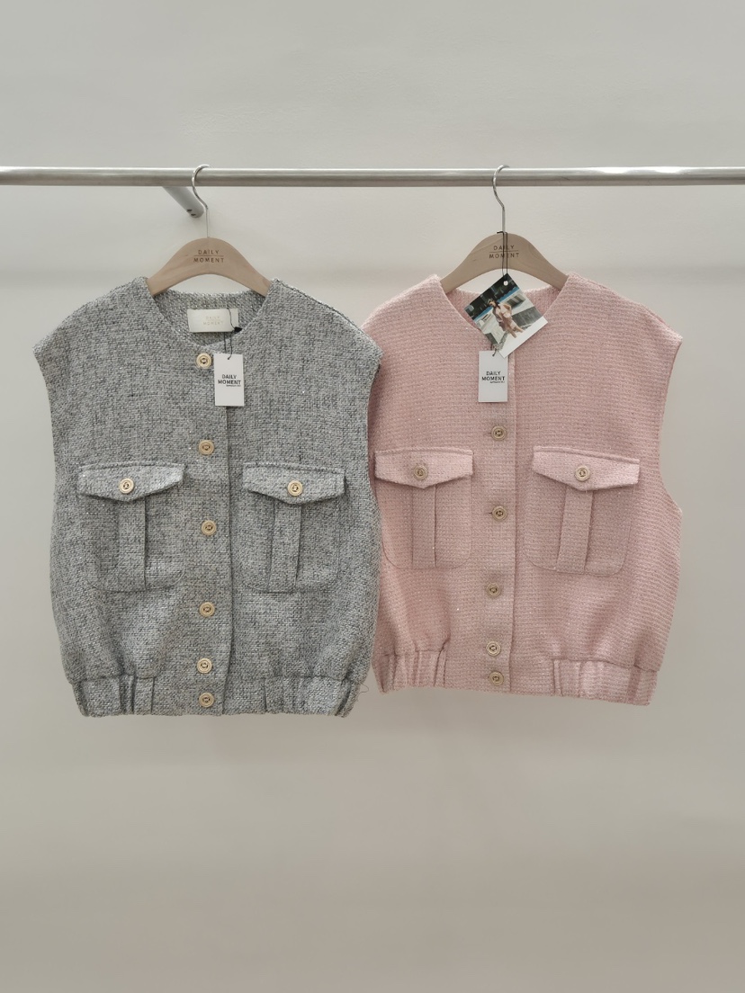 DAILY MOMENT韓國㊣直郵東大門代購女裝新品熱賣馬甲粗花呢DAILY MOMENT馬甲
