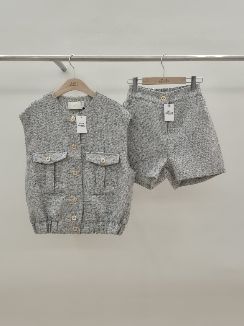 DAILY MOMENT韓國㊣直郵東大門代購女裝新品熱賣馬甲粗花呢DAILY MOMENT馬甲