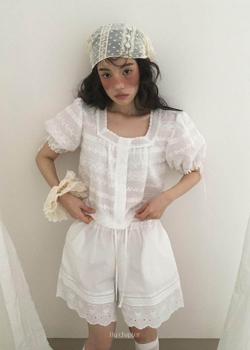 BY CHAPTER韓國直郵㊣東大門實拍女裝新款推薦休閑襯衫蕾絲衫BY Chapter襯衫/蕾絲衫