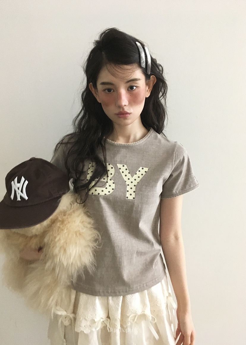 BY CHAPTER韓國直郵㊣女裝新品熱賣推薦休閑25春夏人氣T恤ChapterT恤圖色3