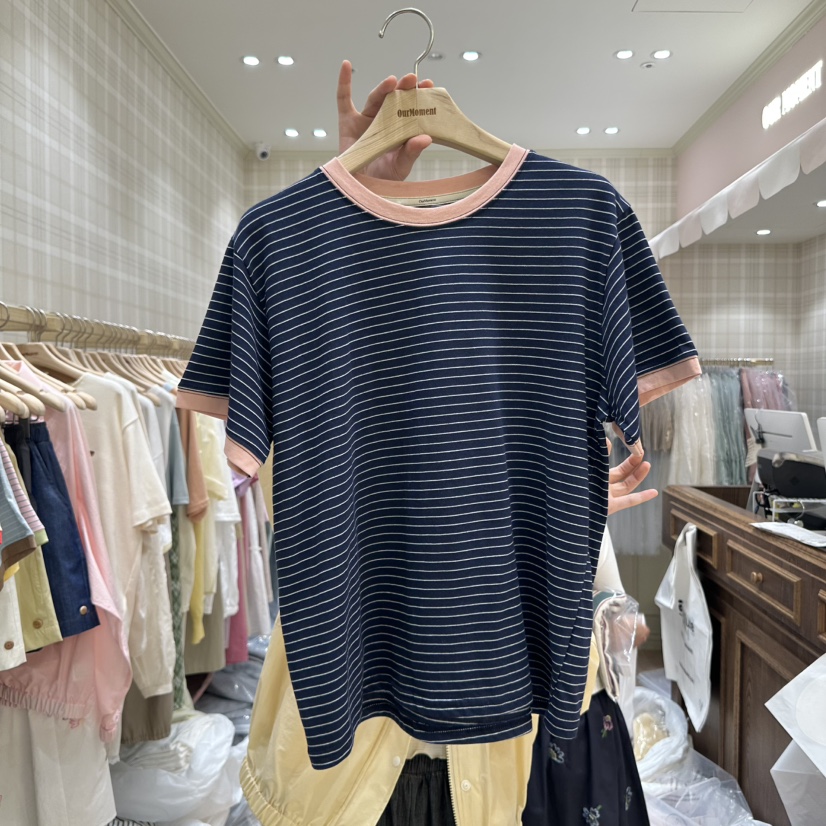 OURMOMENT韓國直郵㊣女裝新品25春夏推薦休閑熱賣時尚人氣T恤OURMOMENTT恤圖色2