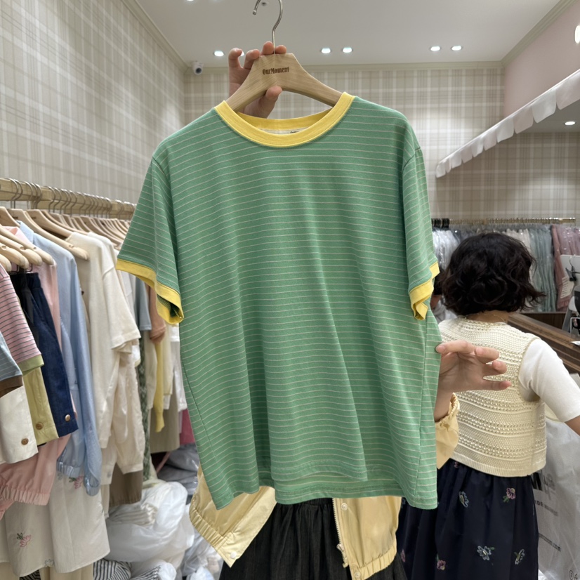 OURMOMENT韓國直郵㊣女裝新品25春夏推薦休閑熱賣時尚人氣T恤OURMOMENTT恤圖色3