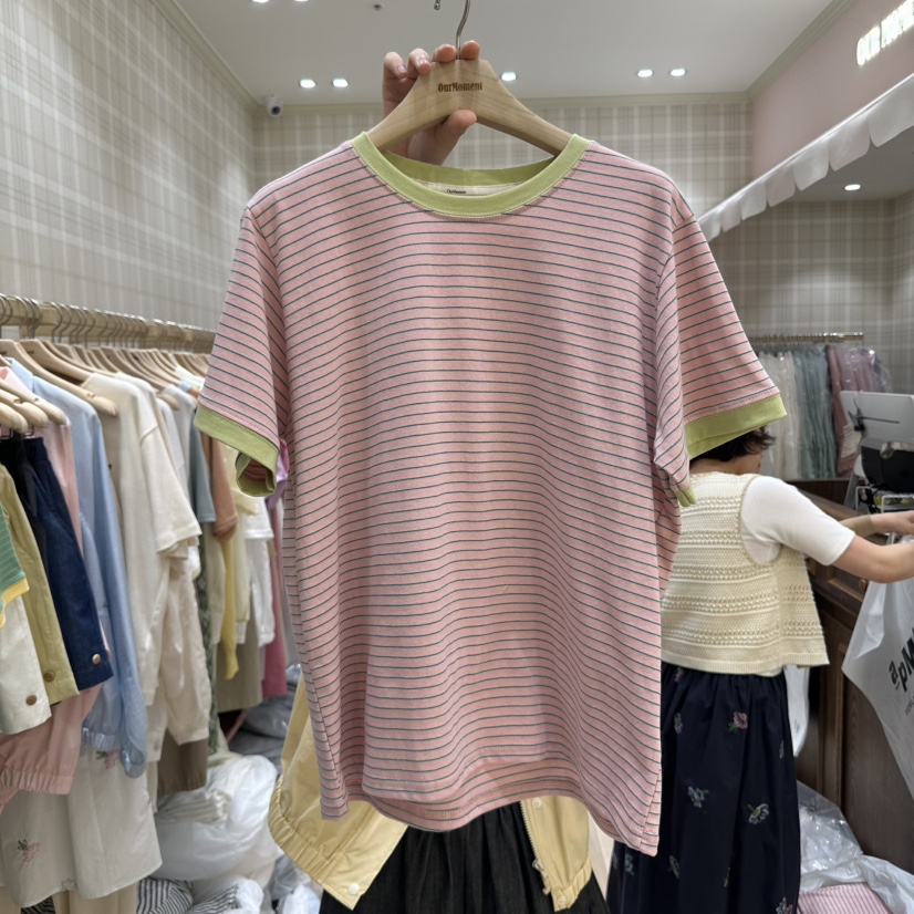 OURMOMENT韓國直郵㊣女裝新品25春夏推薦休閑熱賣時尚人氣T恤OURMOMENTT恤圖色4