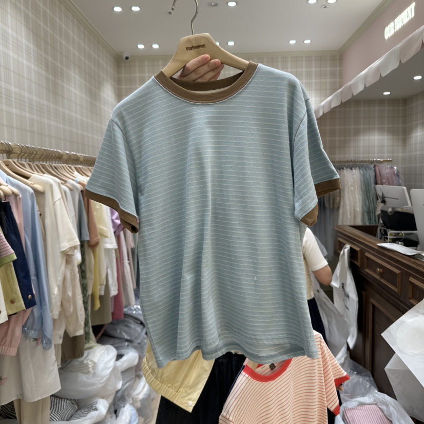 OURMOMENT韓國直郵㊣女裝新品25春夏推薦休閑熱賣時尚人氣T恤OURMOMENTT恤圖色6