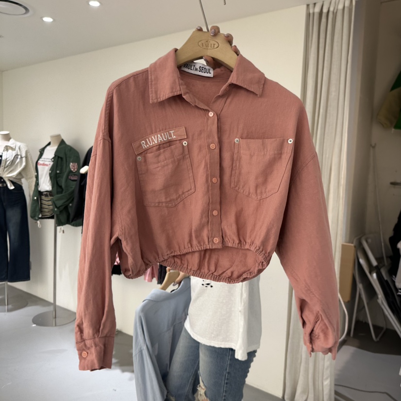 VAULT韓國直郵㊣東大門實拍女裝新品推薦人氣熱賣休閑夾克亞麻VAULT夾克圖色3