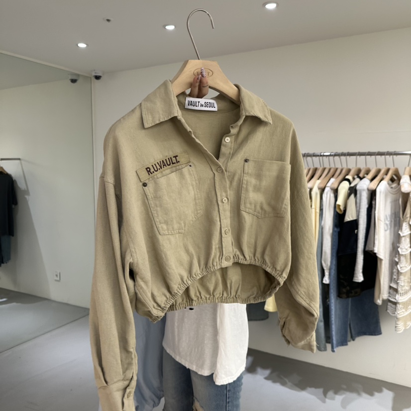 VAULT韓國直郵㊣東大門實拍女裝新品推薦人氣熱賣休閑夾克亞麻VAULT夾克圖色4