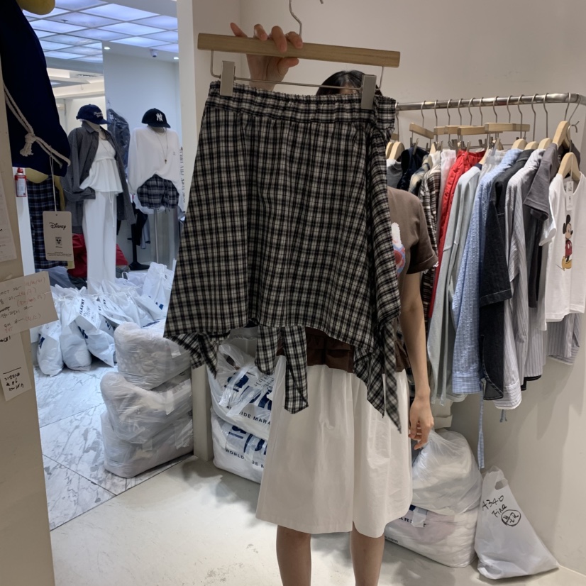 HANNA-A韓國直郵㊣東大門實拍女裝新款時尚短裙格紋半身裙HANNA短裙
