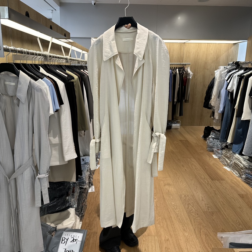 LEFANCY韓國㊣直郵東大門代購女裝新品推薦休閑長款風衣含腰帶LEFANCY長款風衣圖色2