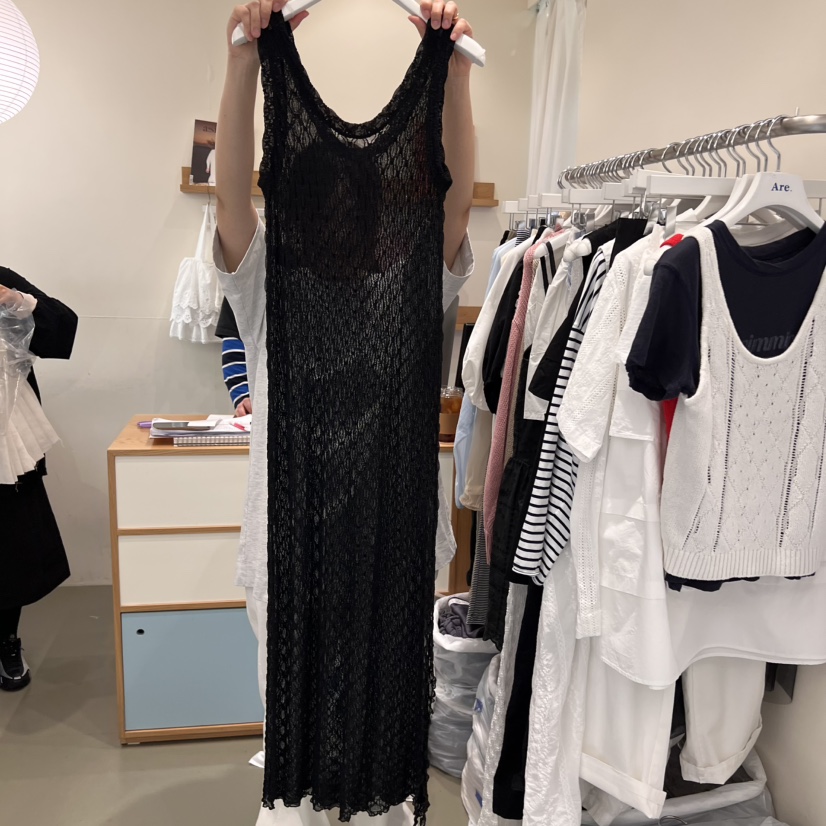 ARE韓國直郵㊣女裝新品人氣推薦熱賣25春夏時尚休閑連衣裙透明ARE YOU/ARE連衣裙圖色2
