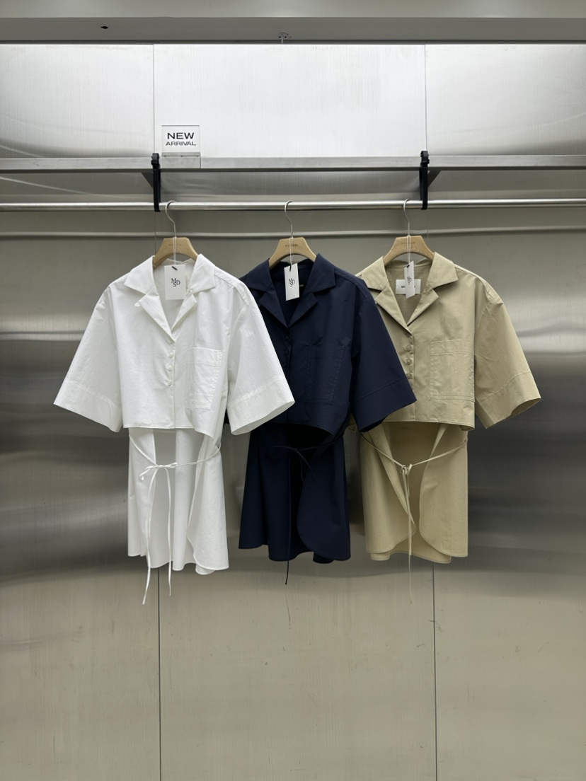 MYDRESS韓國直郵㊣女裝新品熱賣休閑時尚推薦襯衫蕾絲衫含腰繩MYDRESS襯衫/蕾絲衫