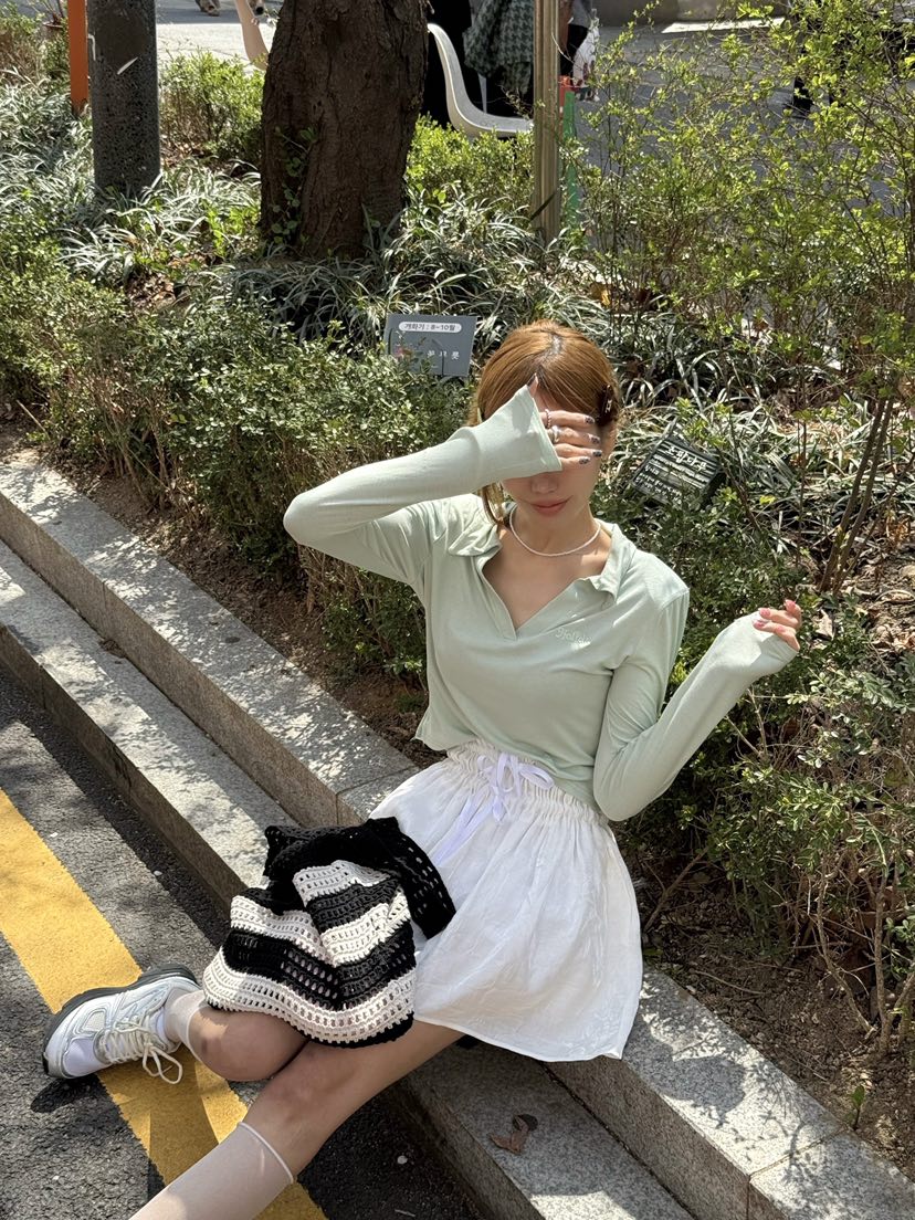 ZEROZERO直郵韓國代購㊣女裝新款時尚休閑推薦短裙褶皺羅紋ZEROZERO短裙