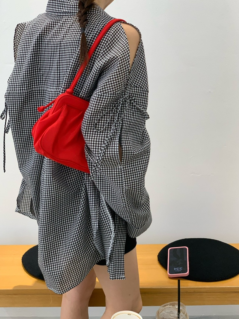 REVE CITE-L韓國代購女裝新品熱賣真品休閑襯衫蕾絲衫格紋REVE CITE襯衫/蕾絲衫