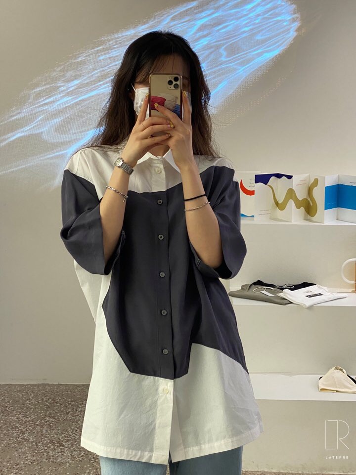 LA_TERRE韓國直郵女士新款休閑人氣真品襯衫蕾絲衫男女同款LA_TERRE襯衫/蕾絲衫