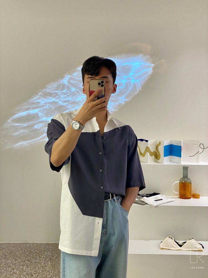 LA_TERRE韓國直郵女士新款休閑人氣真品襯衫蕾絲衫男女同款LA_TERRE襯衫/蕾絲衫