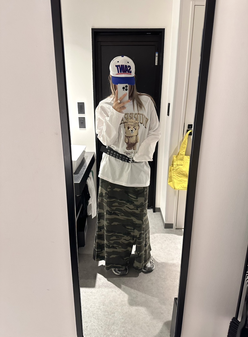 CRACKERS韓國㊣直郵東大門代購女裝新款熱賣25春夏長裙迷彩CRACKERS長裙