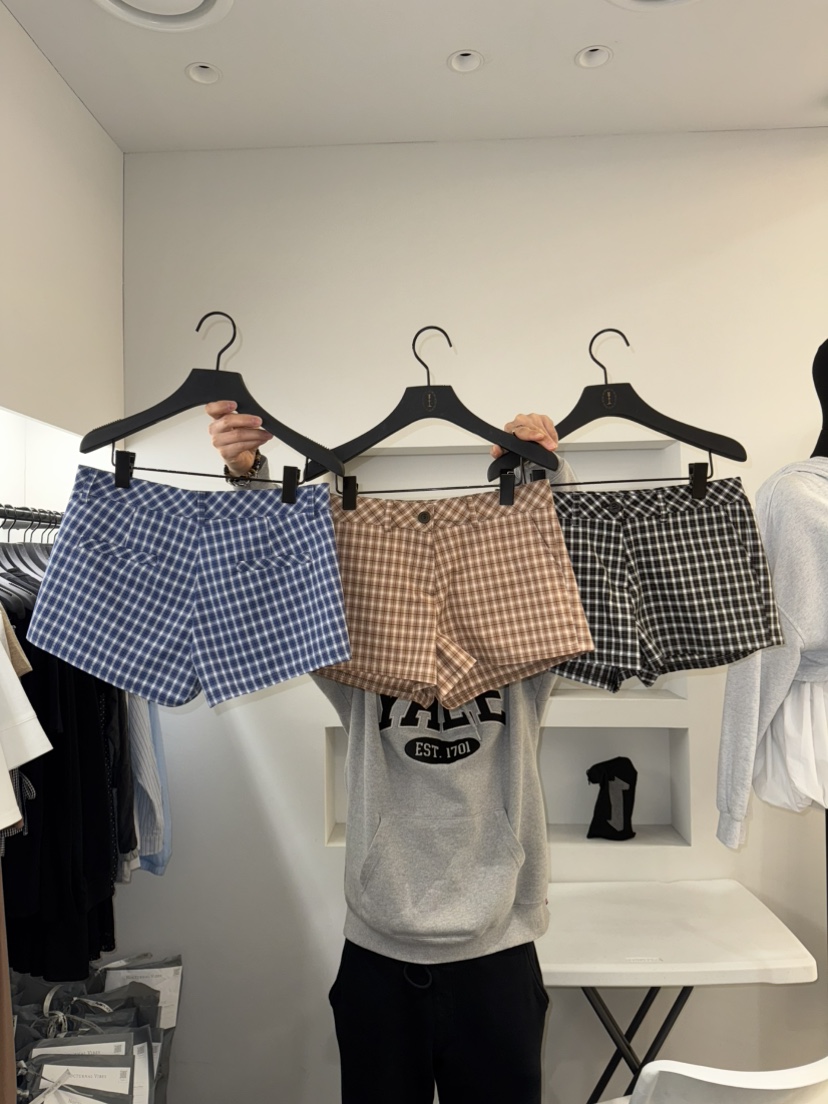 NOCTURNAL VIBE韓國直郵㊣東大門實拍女裝新品25春夏短褲格紋NOCTURNAL VIBE短褲