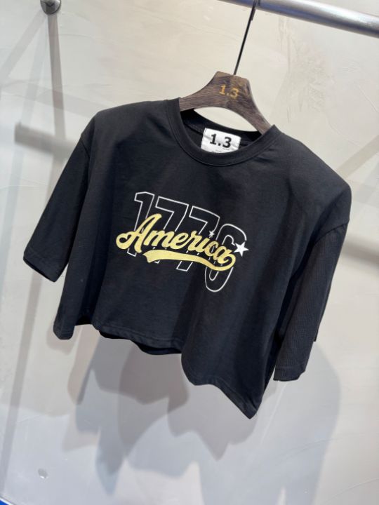 1.3韓國㊣直郵東大門代購女裝新品25春夏人氣熱賣休閑T恤短款1.3T恤