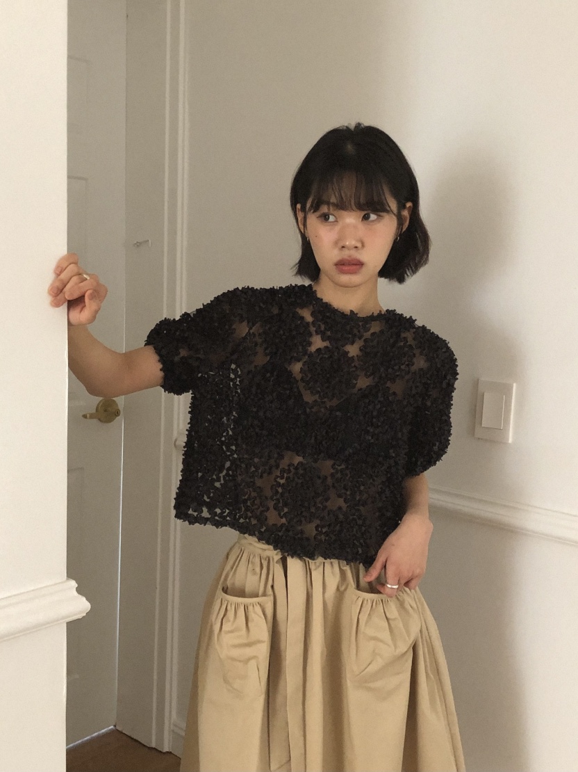 SLAT韓國直郵㊣東大門實拍女裝新款休閑人氣時尚襯衫蕾絲衫SLAT襯衫/蕾絲衫
