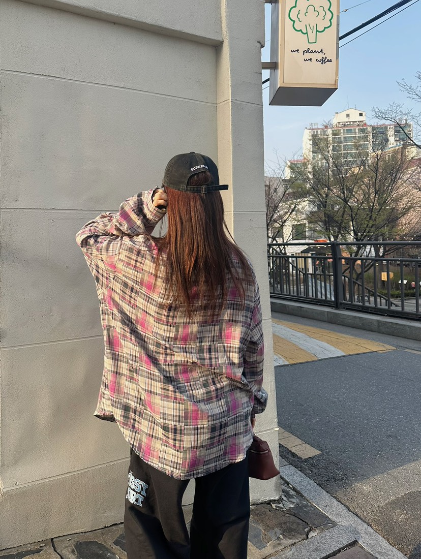 BYRING直郵韓國代購㊣女裝新款休閑熱賣推薦襯衫蕾絲衫格紋BYRING襯衫/蕾絲衫