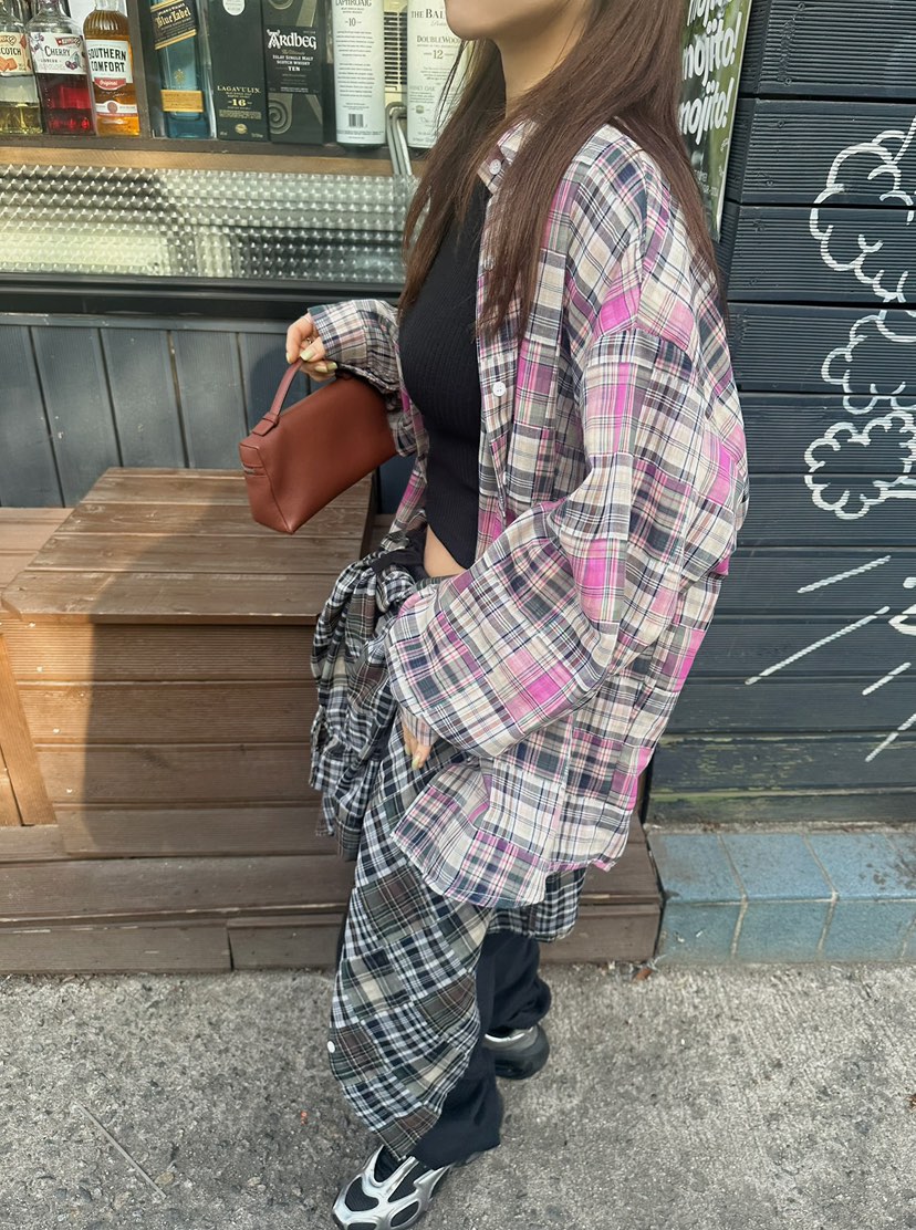 BYRING直郵韓國代購㊣女裝新款休閑熱賣推薦襯衫蕾絲衫格紋BYRING襯衫/蕾絲衫