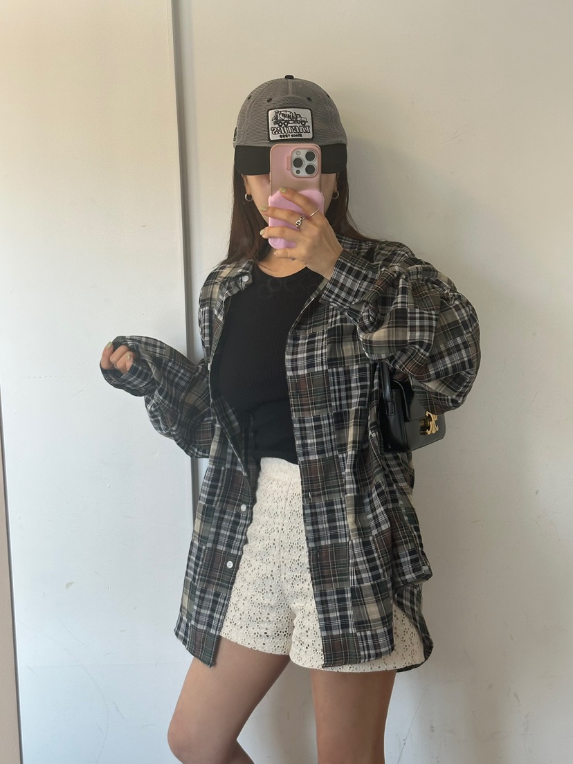 BYRING直郵韓國代購㊣女裝新款休閑熱賣推薦襯衫蕾絲衫格紋BYRING襯衫/蕾絲衫