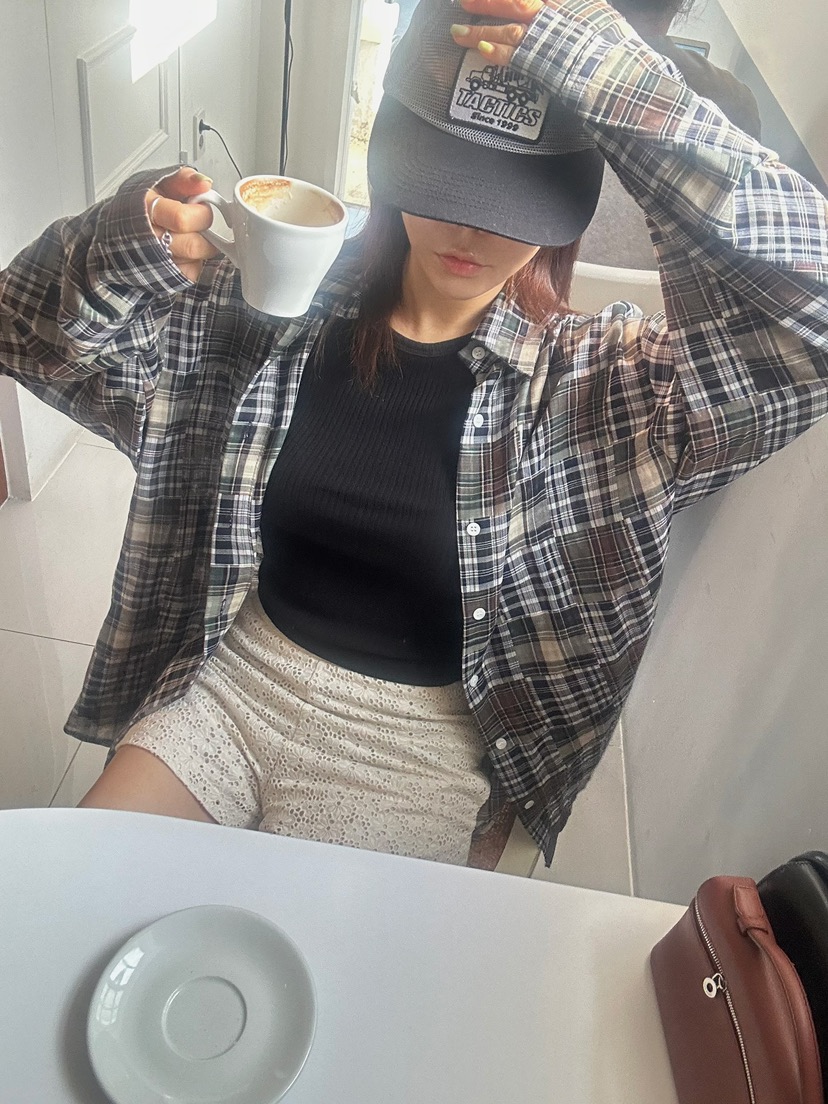 BYRING直郵韓國代購㊣女裝新款休閑熱賣推薦襯衫蕾絲衫格紋BYRING襯衫/蕾絲衫