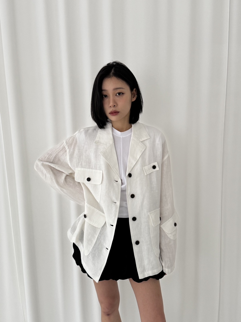 KARE/WEREPIECE韓國代購女裝新款人氣25春夏熱賣夾克口袋亞麻KARE/WEREPIECE夾克