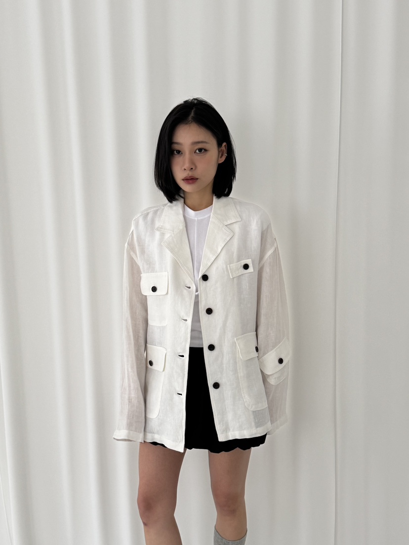 KARE/WEREPIECE韓國代購女裝新款人氣25春夏熱賣夾克口袋亞麻KARE/WEREPIECE夾克