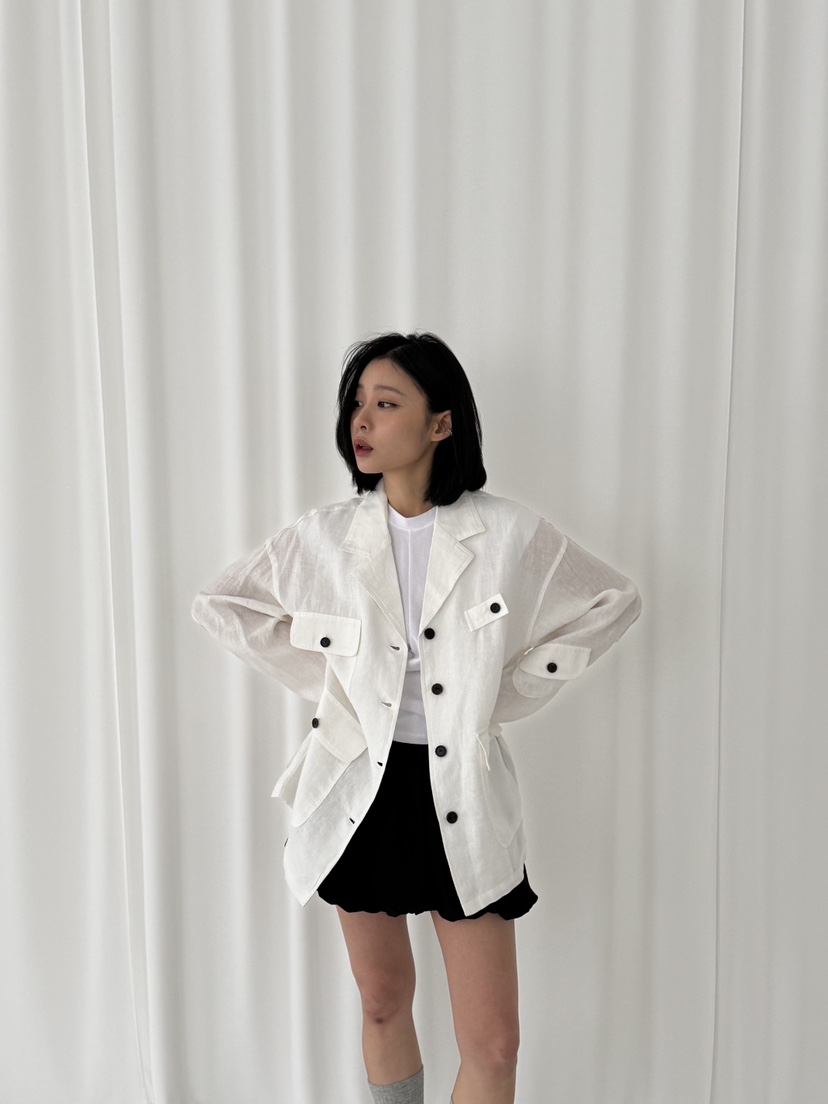 KARE/WEREPIECE韓國代購女裝新款人氣25春夏熱賣夾克口袋亞麻KARE/WEREPIECE夾克