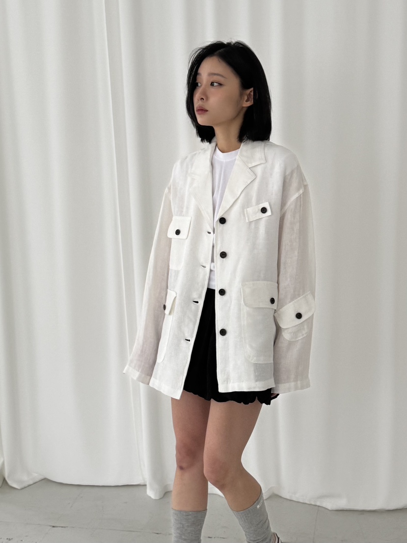 KARE/WEREPIECE韓國代購女裝新款人氣25春夏熱賣夾克口袋亞麻KARE/WEREPIECE夾克